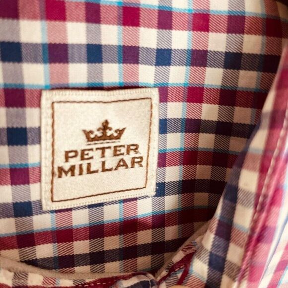Peter Millar | Men’s Gingham Check Button Down Dress Shirt Size M | EUC - Picture 4 of 13